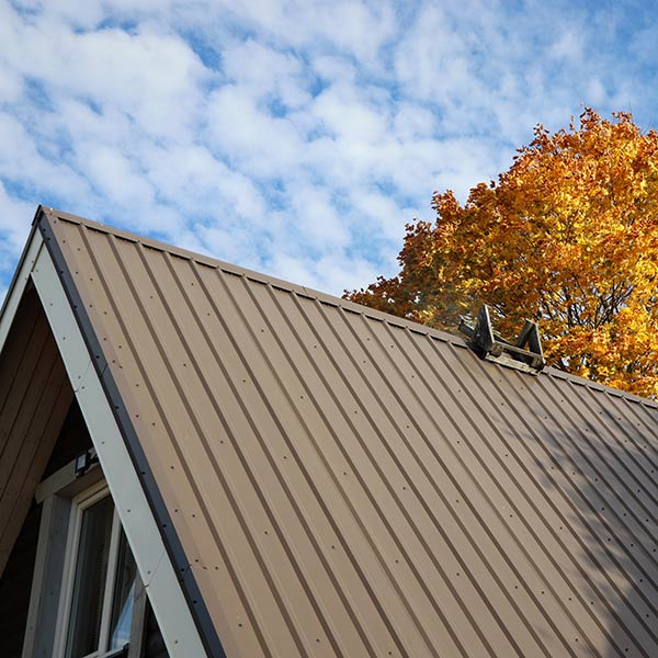brown roof with a tree behind