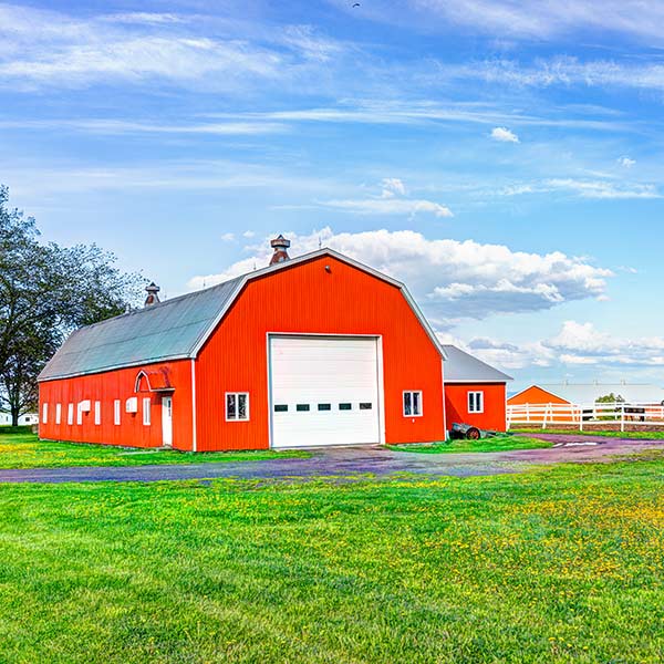 red painted house
